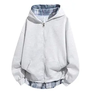 Men's Full Zip Hooded Jacket, Plaid Lined Inner Layer Dual Front Pockets Ribbed Cuffs And Hem Long Sleeve Outerwear For Spring Autumn Daily Street Casual Commute Weekend Outdoor Leisure Activities