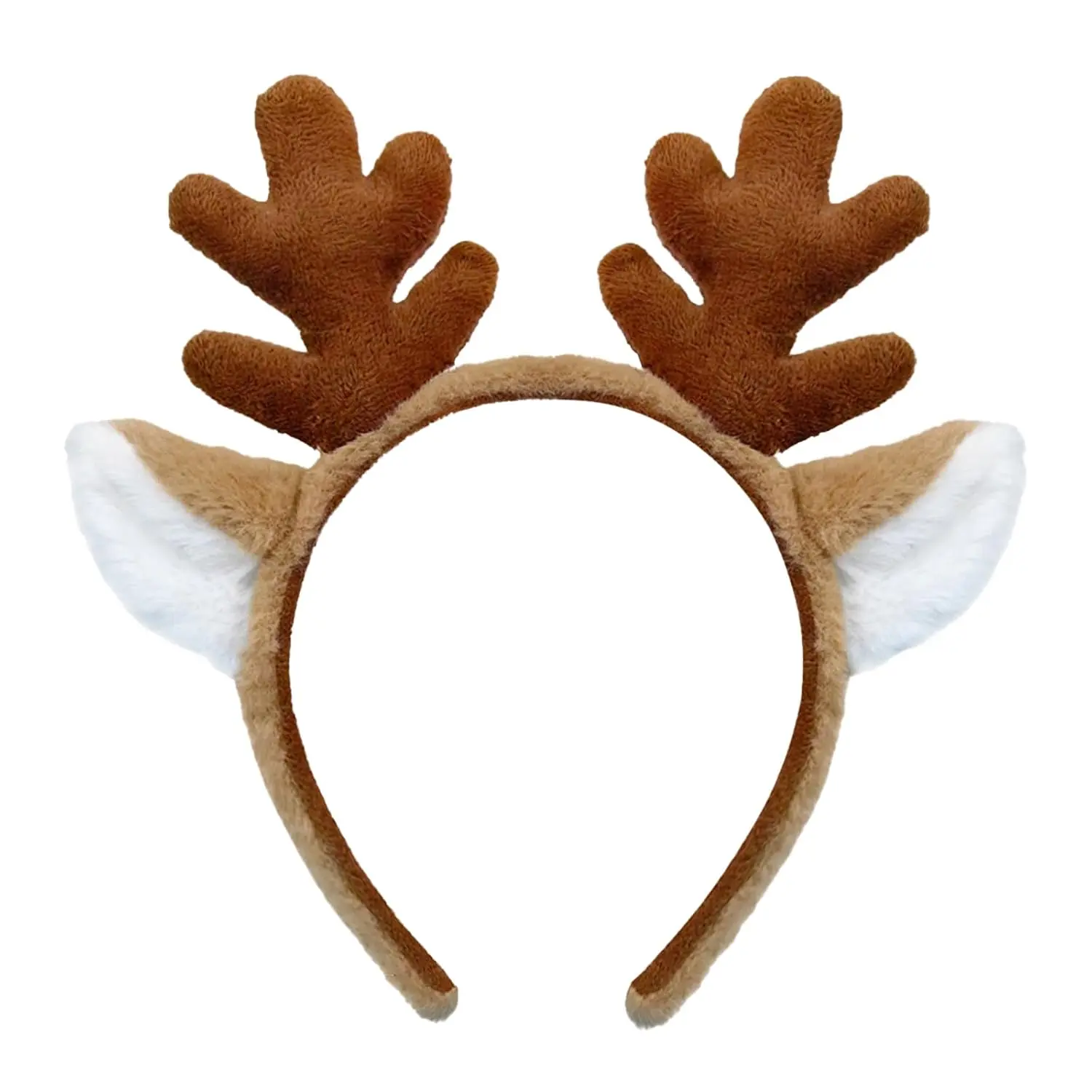 Beviliu Reindeer Antlers Headband - Animal Ears Headbands Fluffy Realistic Deer Antler Hairband Party Cosplay Costume Washing for Christmas Halloween