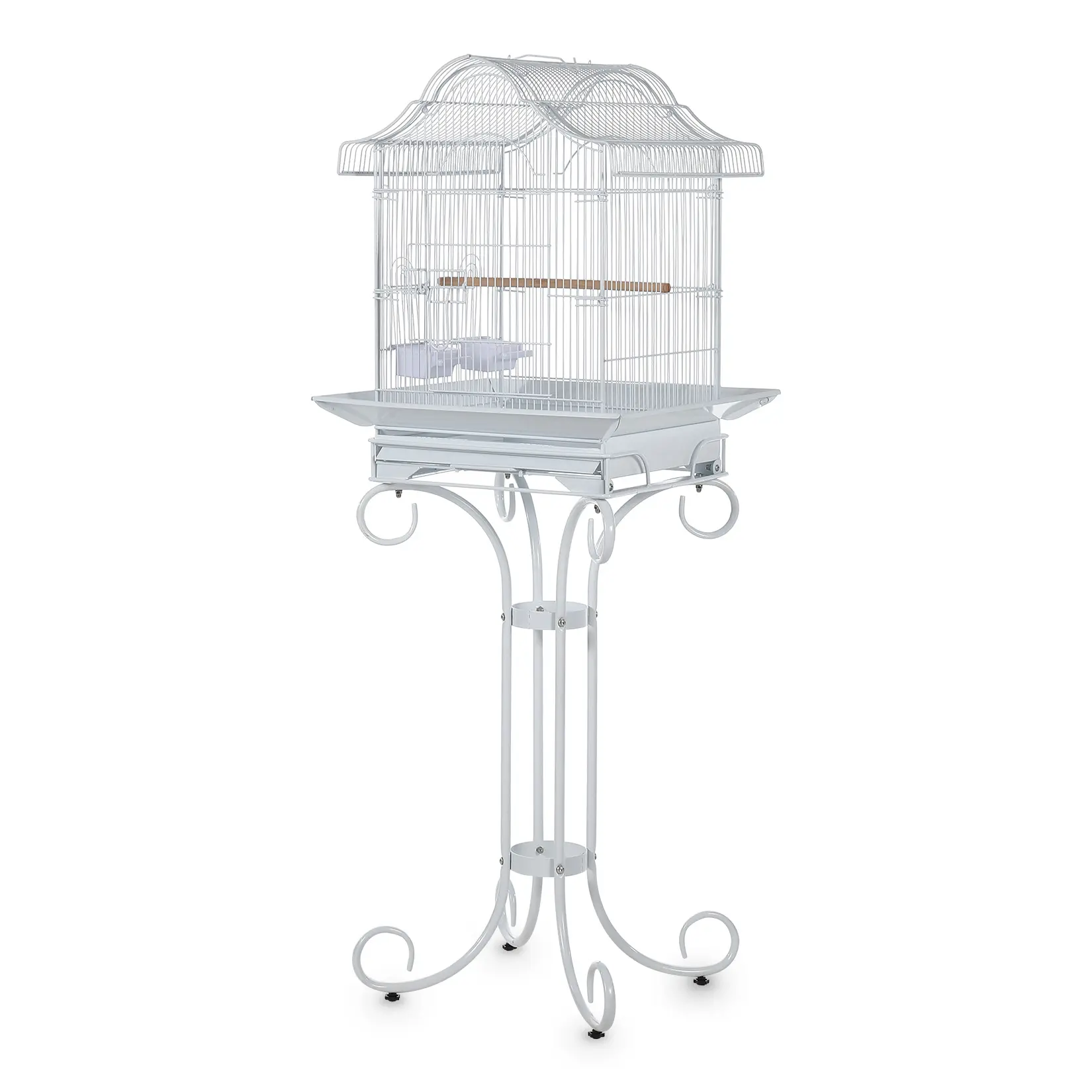 Bird Cage with Play Top & Rolling Stand – Large Steel Flight Aviary, Slide-Out Tray & Stainless Bowls for Cockatiels, Parakeets, Finches & Lovebirds