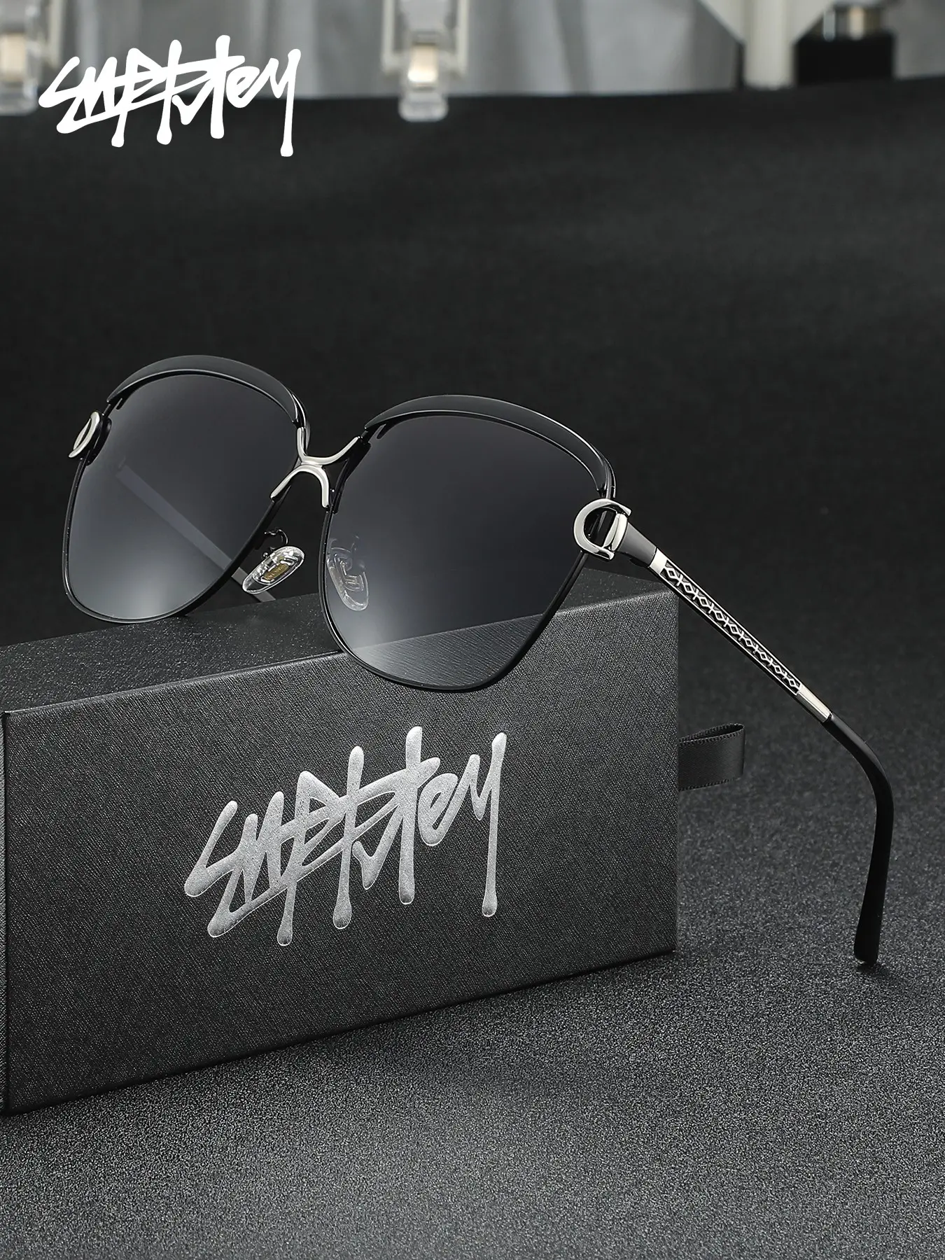 Supkley Cat Eye Sunglasses, Polarized Uv400 Protection, Frame, Oversized Fashion Sun Glasses, Ladies Beach Vacation Driving