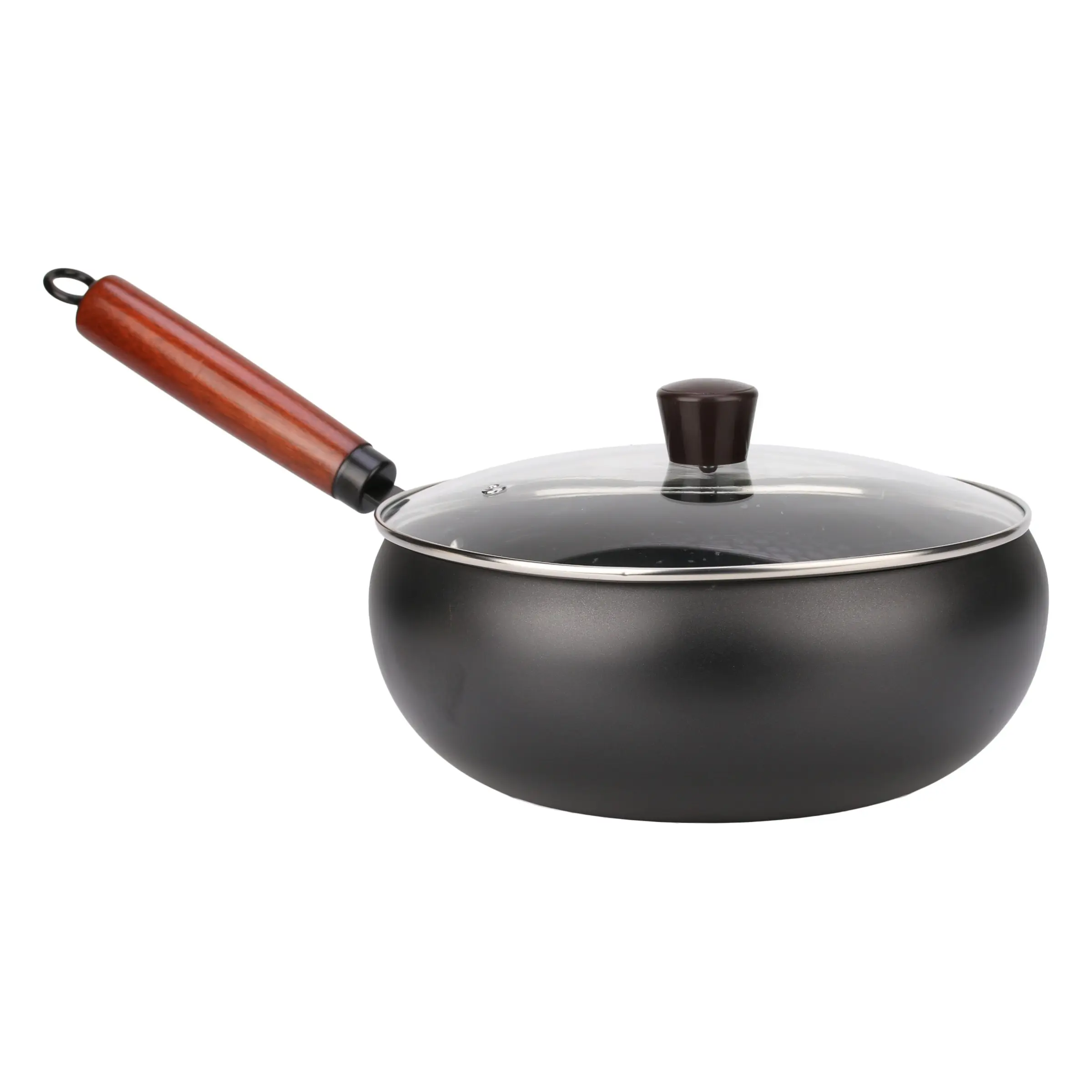 Japanese Style Wok with Glass Lid, Heat-Resistant Handle, Ideal for Gas & Electric Stoves, Quick Cooking, Camping, Kitchen Essentials