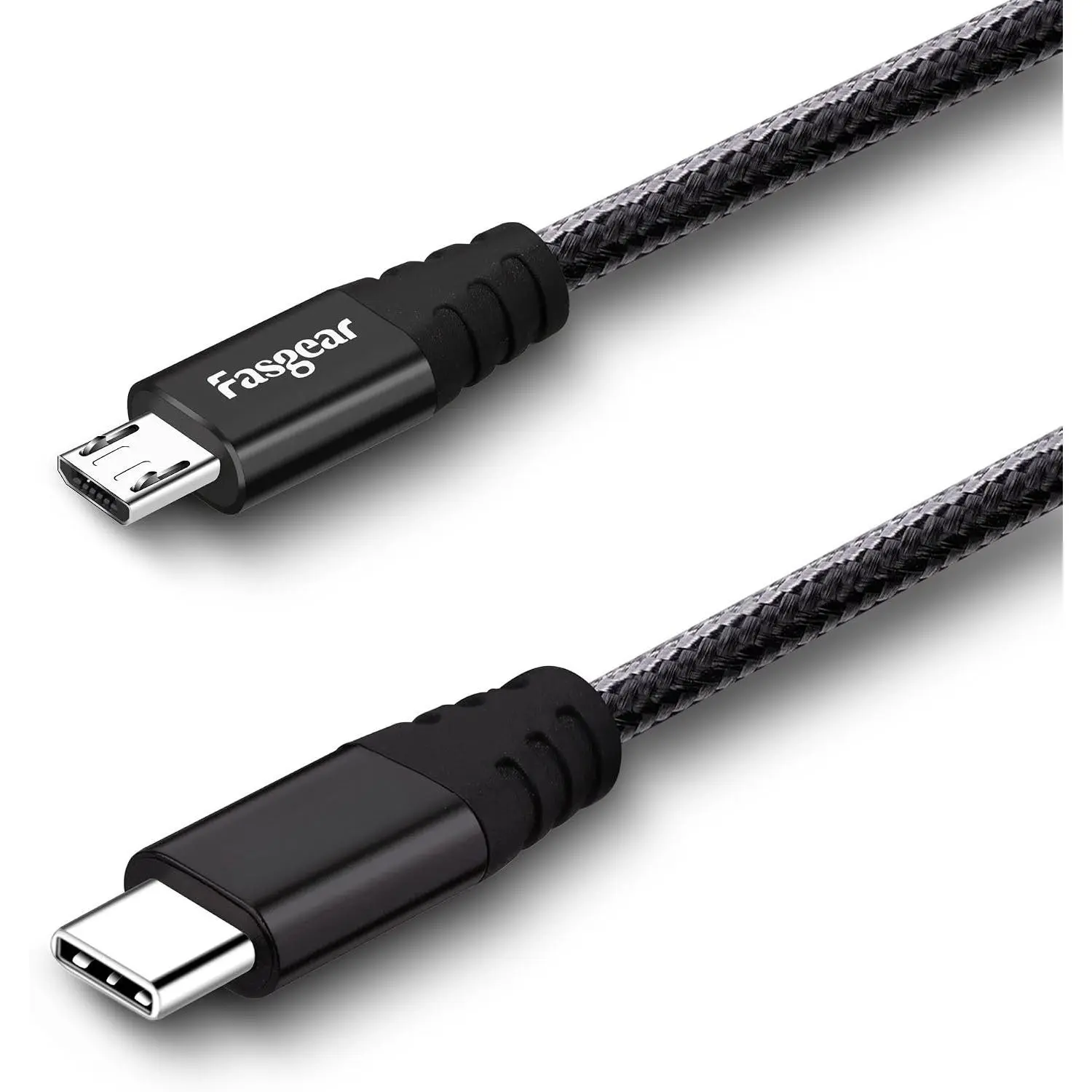 USB C to  USB , Black, 1ft | Nylon Braided Type C to  USB Cord Compatible with Galaxy S7/S6,  /10 and
