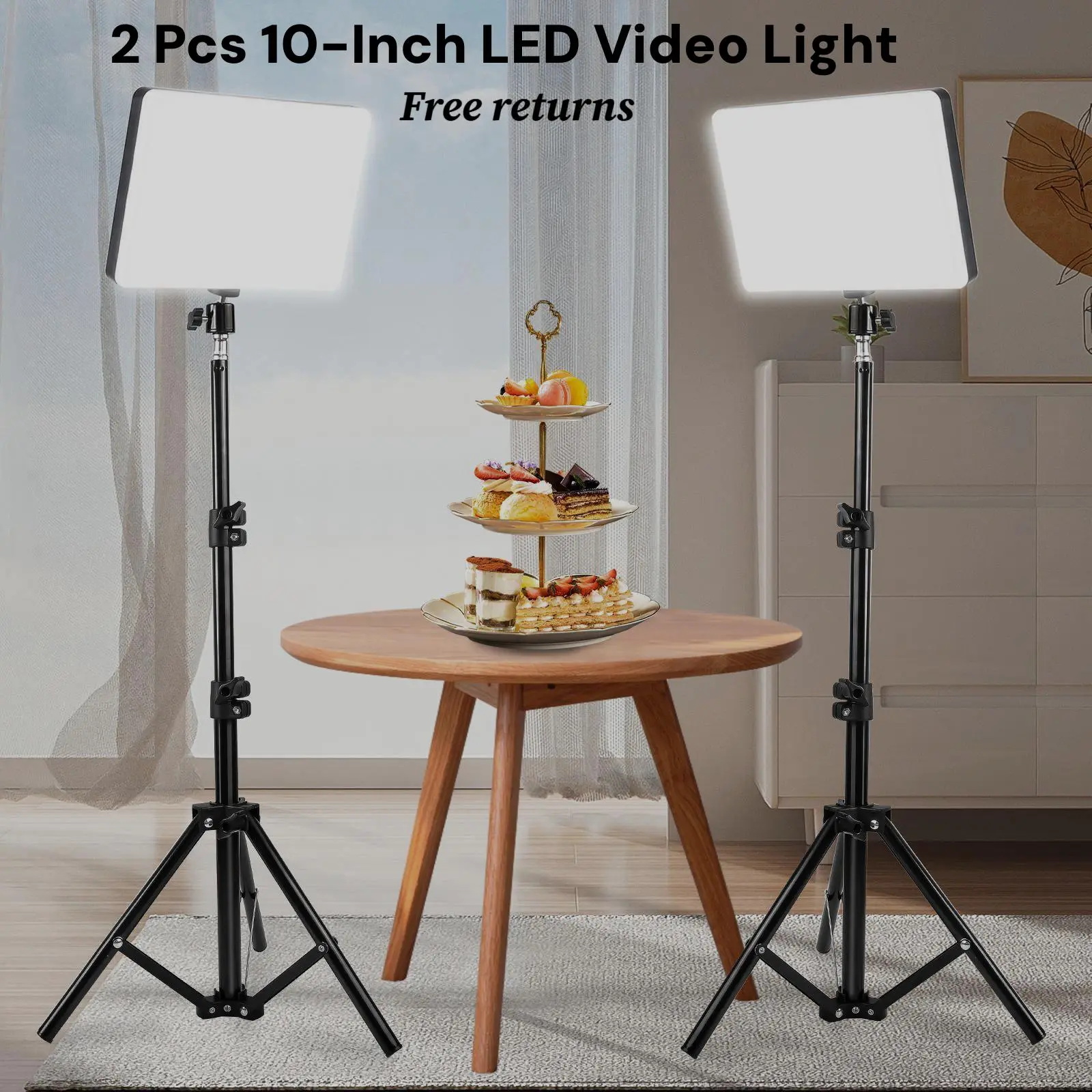 2-Pack 10" LED Selfie Fill Lights with 43" Adjustable Tripod Stands, Dimmable 3-Color Modes for Video Recording, Live Streaming, Content Creation #SummerWins#Fathersdaygift tripod ring light