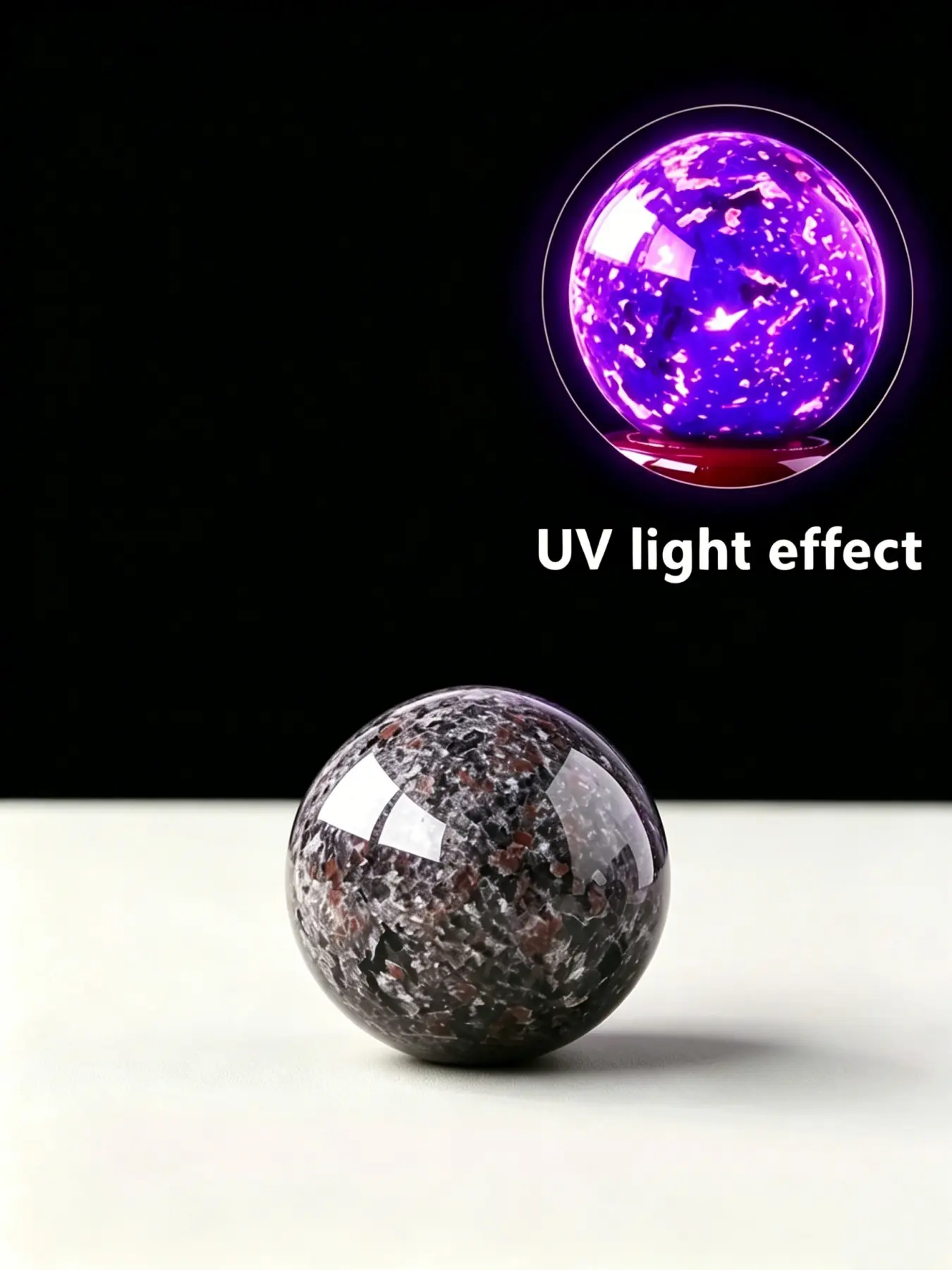 1 natural Yopelite sphere, flame stone UV ultraviolet fluorescence, natural crystal sphere, quartz crystal sphere, decoration, crystal gift, Christmas gift, festival gift, decorative piece