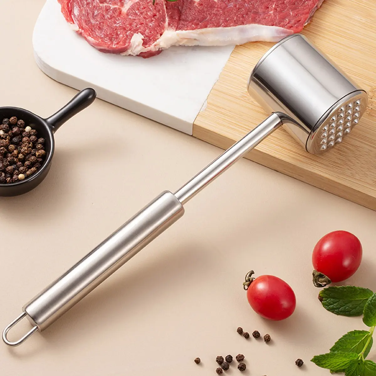Stainless Steel Meat Tenderizer Hammer, Kitchen Tool for Beef Tenderizing, Home Use Meat Tenderizer, Muscle Breaker, Cooking Utensil