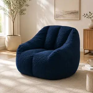 Tufted Teddy Fabric Bean Bag Chair - Pre-Filled Memory Foam, Large Adult-Fit Indoor Lazy Sofa, Comfy Sofa Couch for Dorm, Living Room