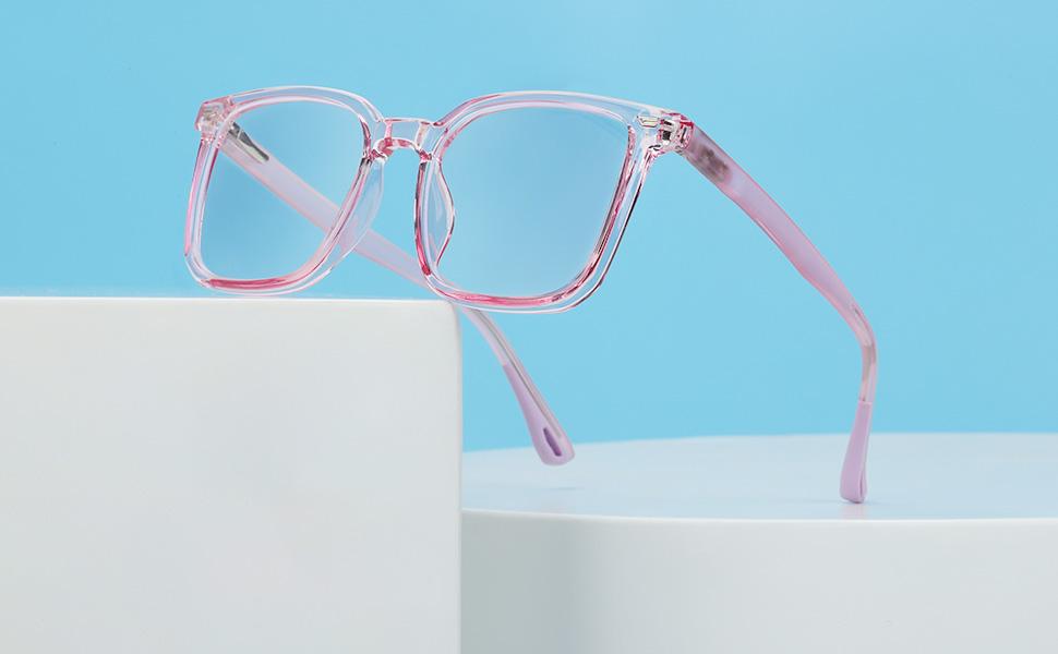 Blue Light Blocking Glasses for Girls Boys, Anti Bluelight Clear Reading Glasses, Computer Fake Glasses UV400