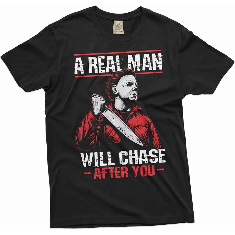 Men's Short-Sleeve Halloween Theme Horror Print Tops, Menswear Scary Horror Movie Serial Killer Tee for Halloween Costume