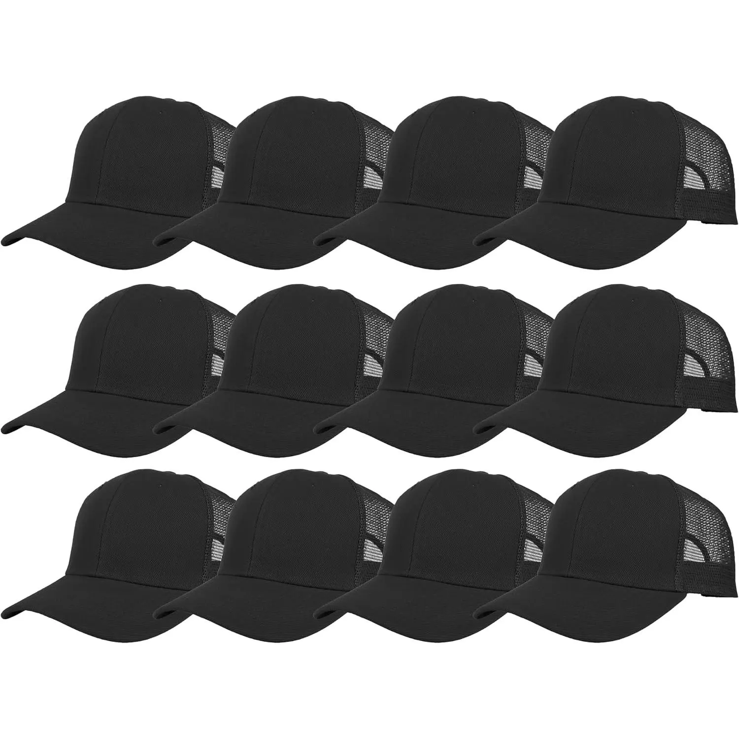 Mesh Trucker Hat Baseball Cap with Structured Front Panel - Bulk 12 Pack Wholesale LotGift