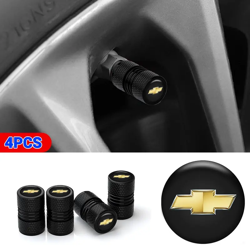 Chevrolet Car Tire Valve Caps Set, Stylish 4 Pieces Medium-Small Sized Wheel Covers, Suitable for Motorcycles & Small-Tire Vehicles
