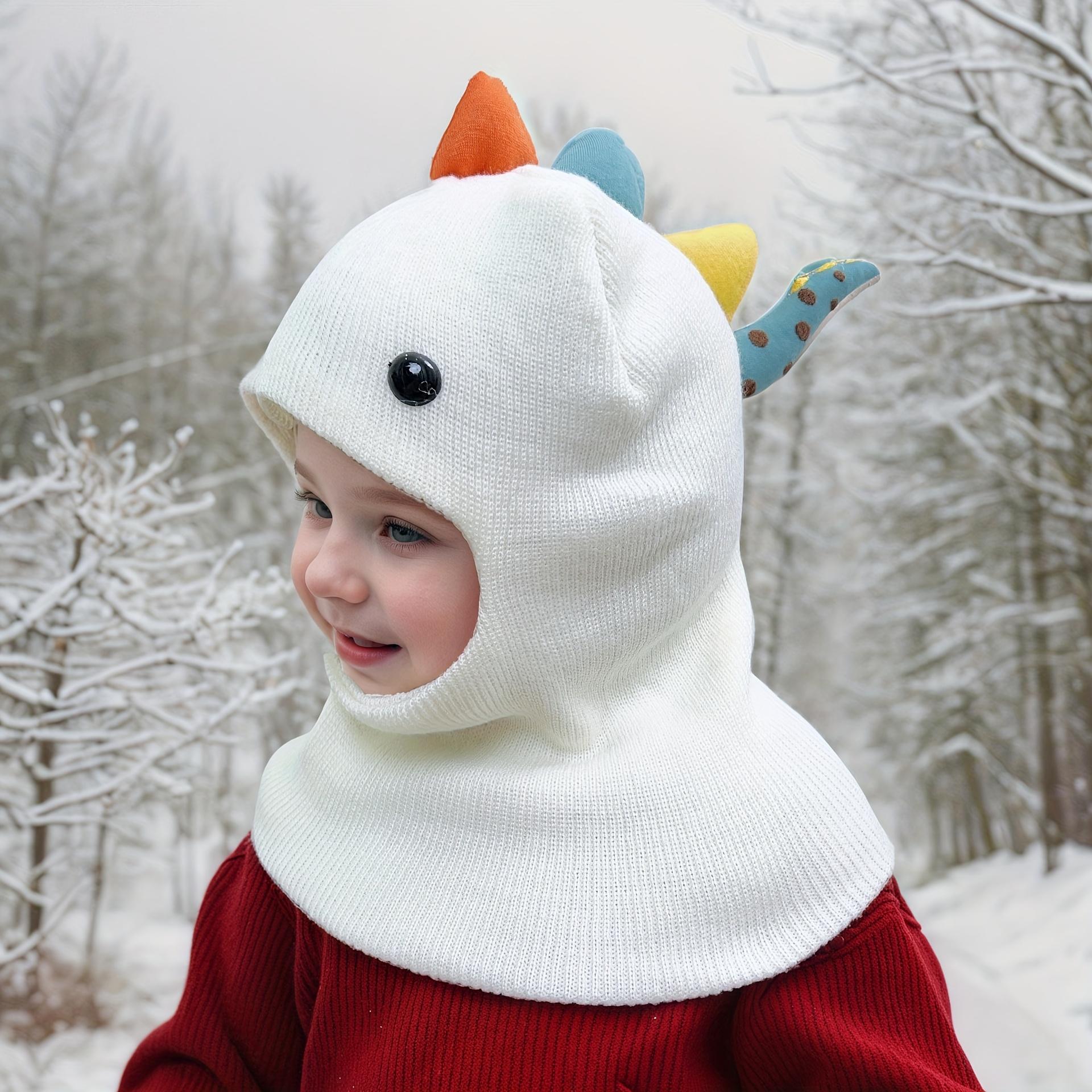 1pc ' Dinosaur Knit Beanie Hat with Scarf - Stretchy Lightweight Warm Winter Cap, 6-Month-5-Year-Old, Multicolor Cartoon Dinosaur Design for Outdoor Hiking & Holiday Celebrations (Christmas, Halloween, New Year), Dinosaur Clothes, Holiday Wear