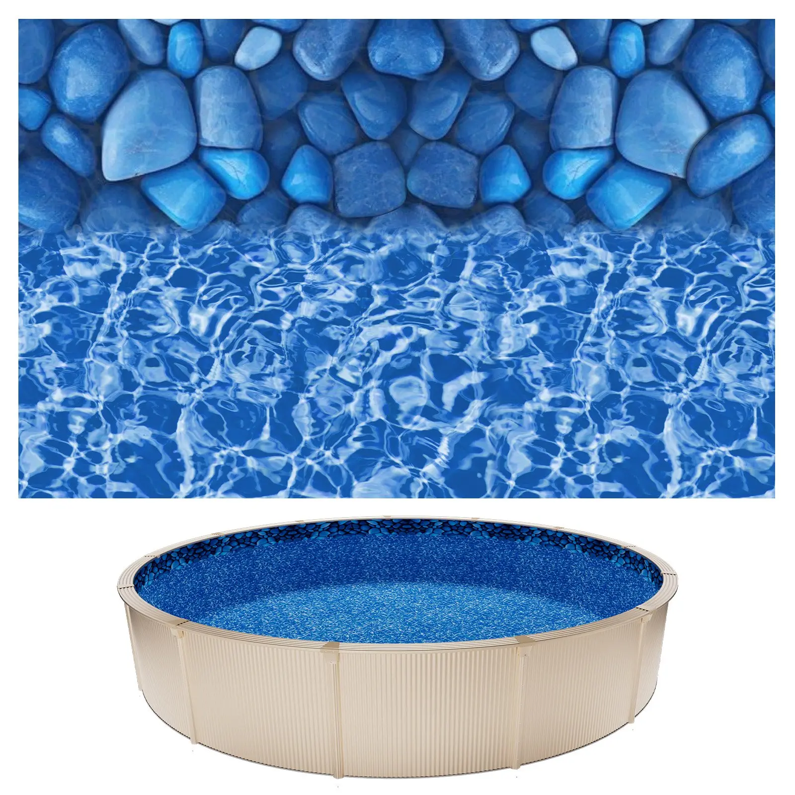 【Black Friday】VEVOR 18ft Pool Liner, Round Overlap Swimming Pool Liner for 52 in Wall Height, Premium Vinyl, Easy Install with Leak-Proof Patches, Designed for Steel Sided Above-Ground, Outdoor, Boulder Swirl