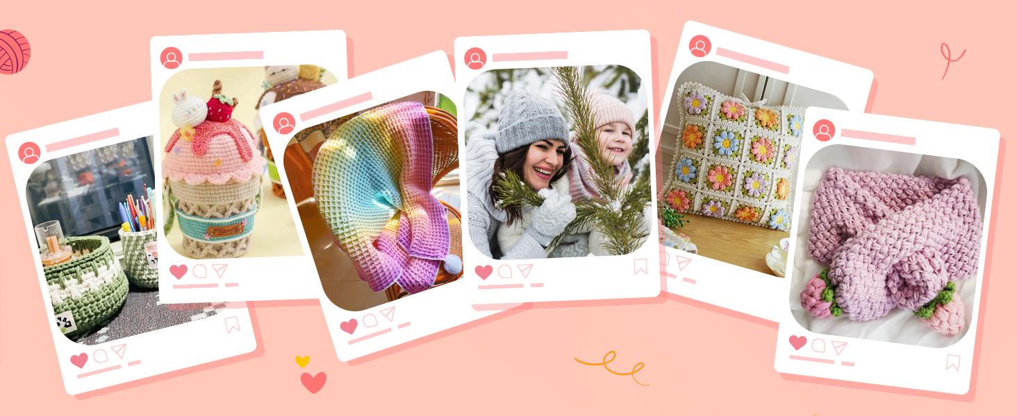 Crochet Kits for Beginners with Yarn, Learn to Crochet Set Included Crochet Hooks Supplies DIY Tools,Crocheting Kit for Adults Kids with Portable Green Leaves Bag