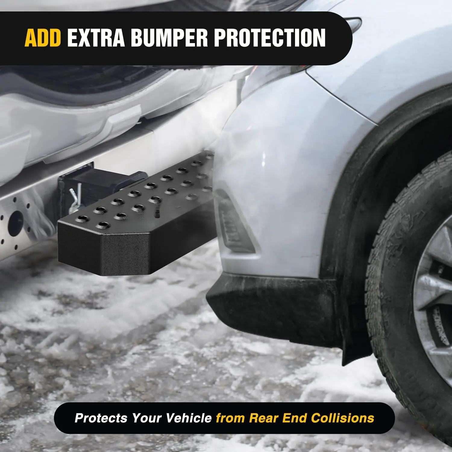 Hitch Step with 2" Hitch Receiver Rear Bumper Guard Protector 11.9 Inch with 5/8" Hitch Pin Clip Upgraded Textured Black Anti Slip Hitch Step Bar for Pickup Truck Car SUV