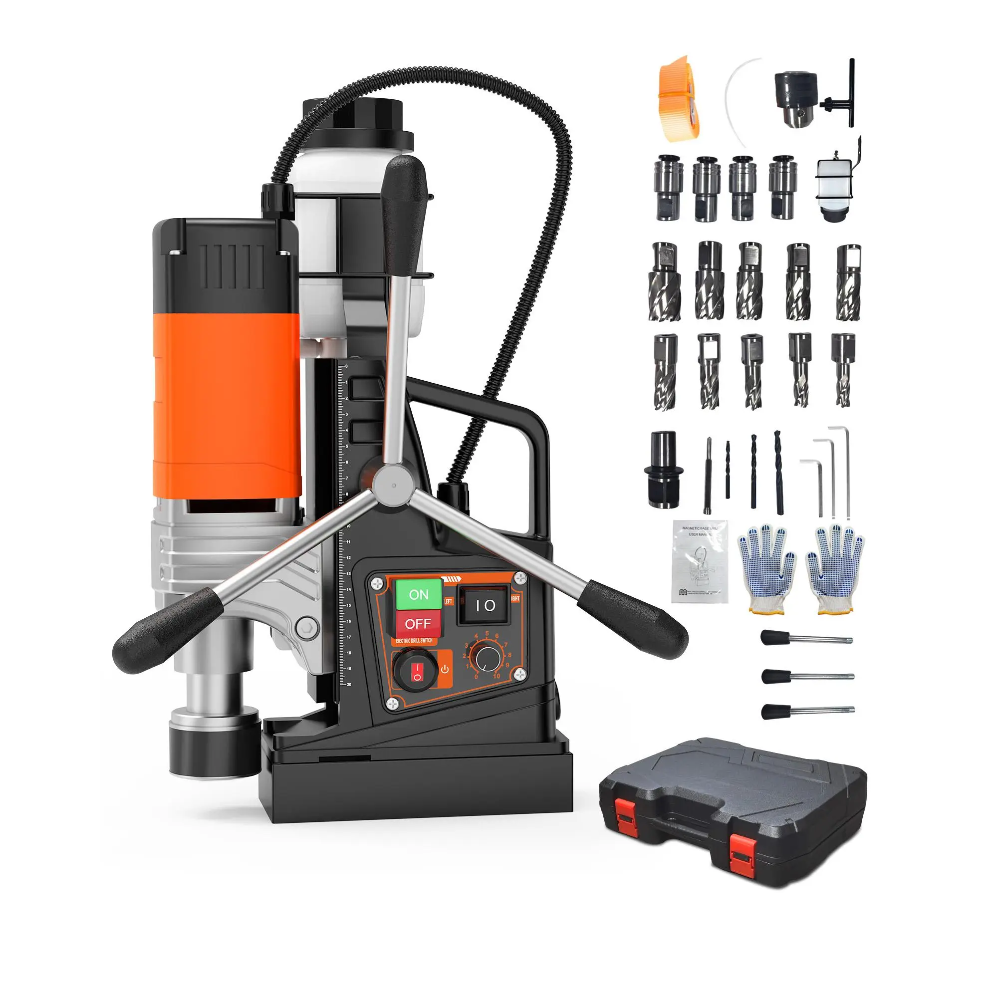 1850W Heavy Duty Magnetic Drill Press, Maximum 2 Inch Boring Diameter Industrial Magnetic Drilling Machine for Metal Drilling