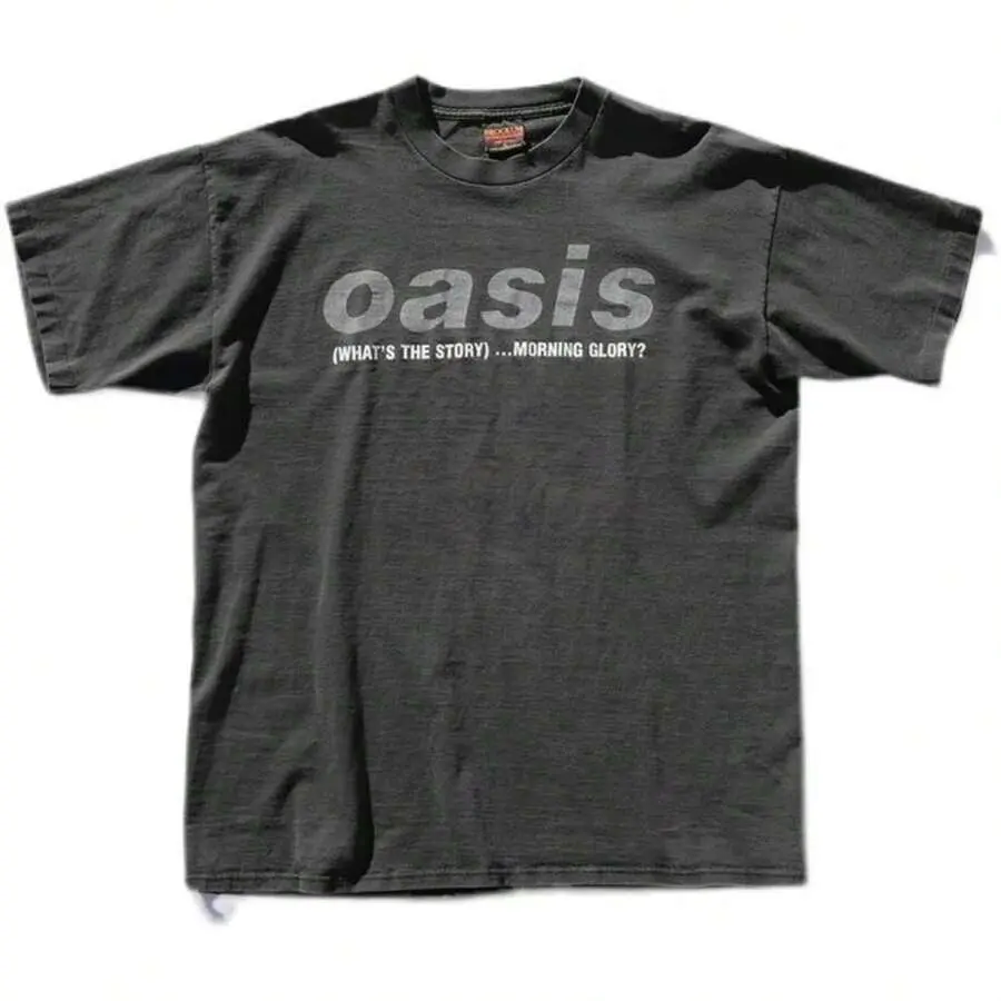 Summer New Oasis Band Men Harbor Style Heavy Cotton Oversize High Street Casual Loose Short Sleeve T-Shirt Unisex Autumn Winter