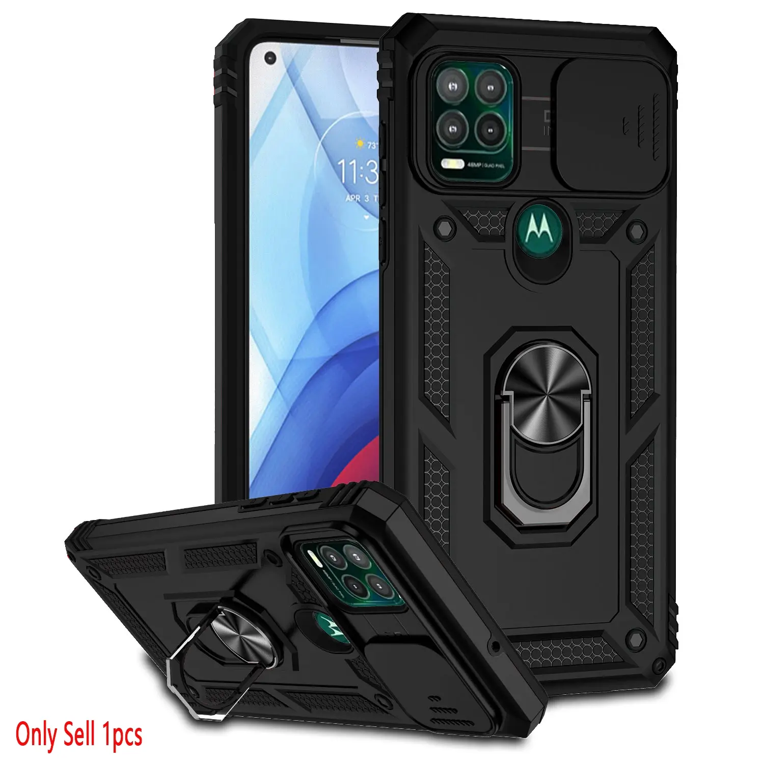 Motorola Moto G Stylus 5g 2021 Phone Case, Dual Layer Dust-Proof, Shockproof, Slide Lens Cover, 360° Adjustable Magnetic Ring Stand, Shockproof Protective Covers