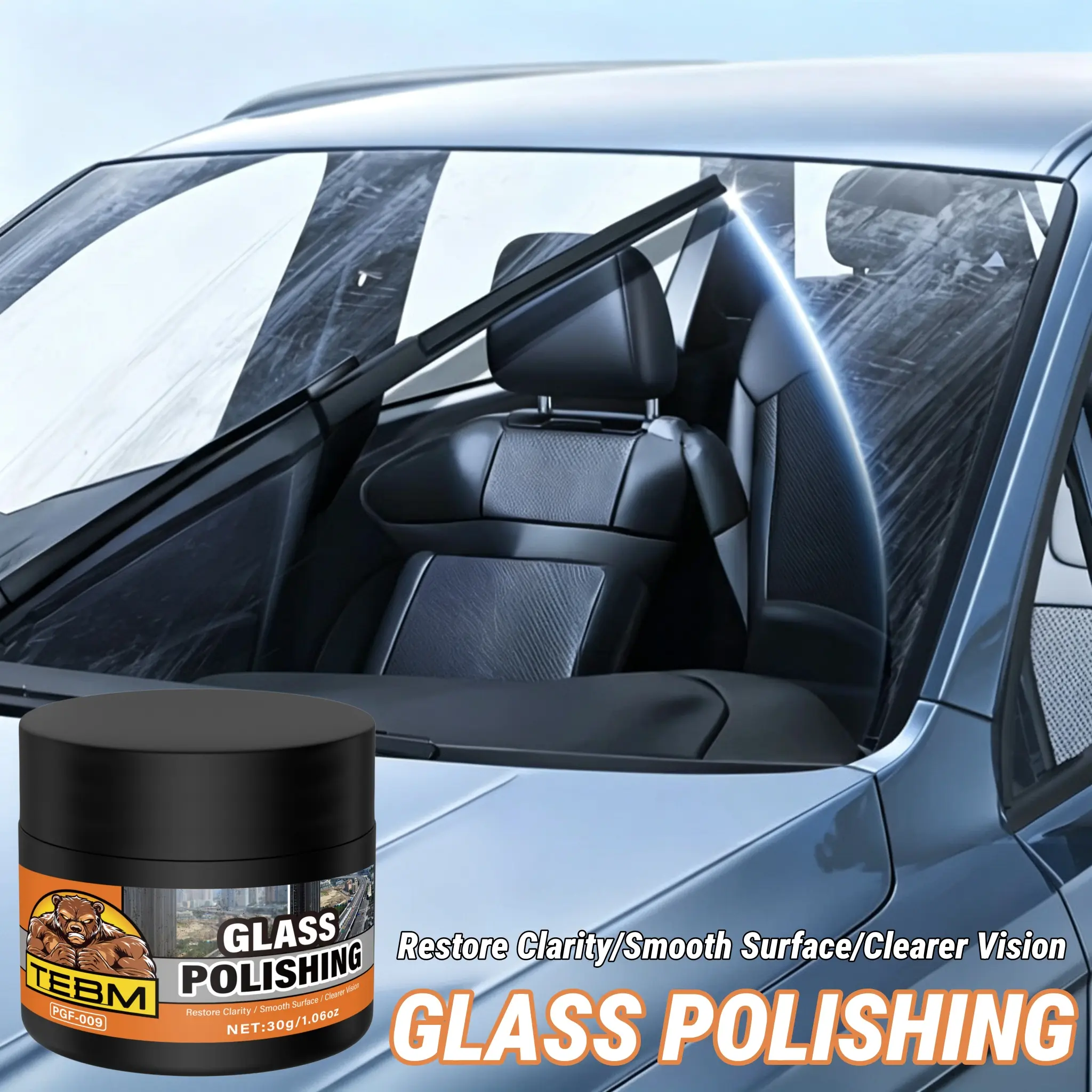 Nano-Grade Multifunctional Glass Polishing Powder - Non-Abrasive Surface Treatment for Cars, Windshield Scratch Removal, Restores Crystal-Clear Transparency & Eliminates Yellowing