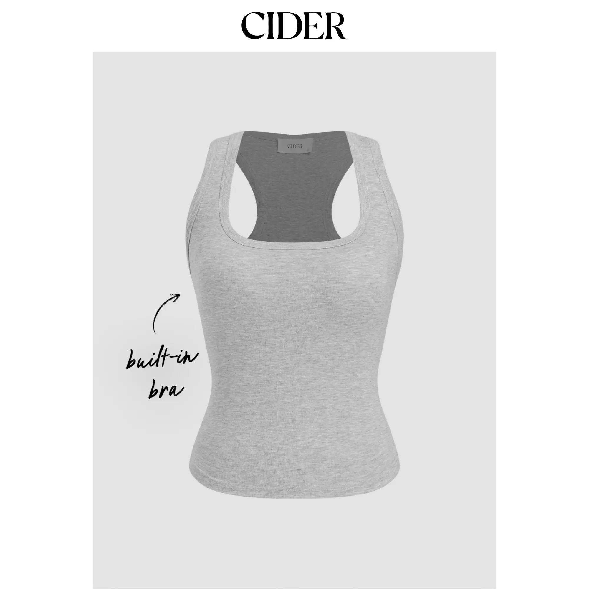 Cider Built-in Bra Square Neck Tank Top