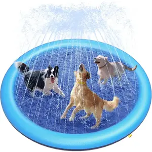 0.58mm Non-Slip Dog Splash Pad, Outdoor Sprinkler Pool Mat for Dogs and Children Summer Backyard Fun