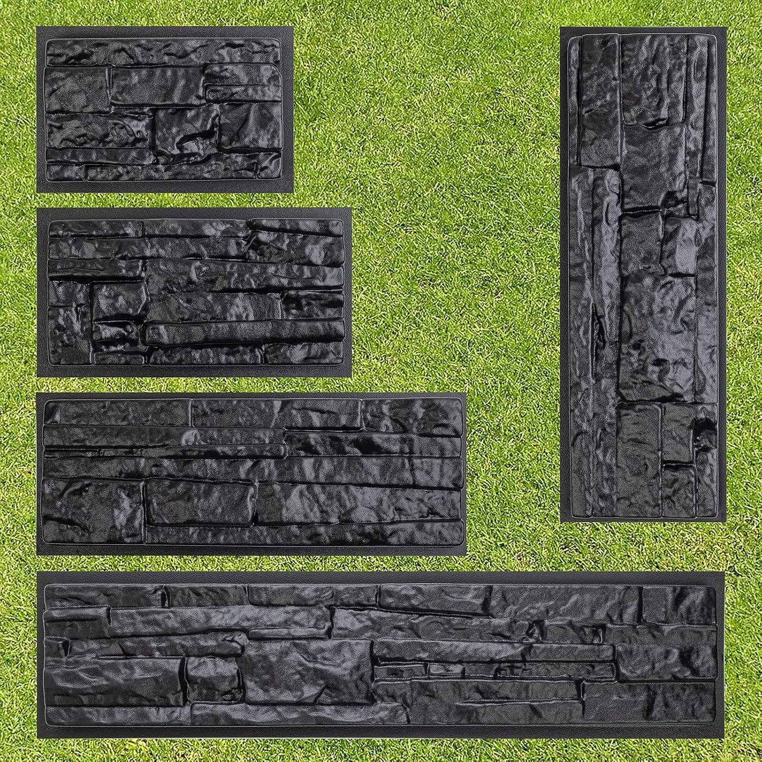5 Pcs 2mm ABS Plastic Molds for Concrete Plaster Cement Tiles - Brick Stone Veneer Flagstone Limestone Molds for Wall Stone Decoration