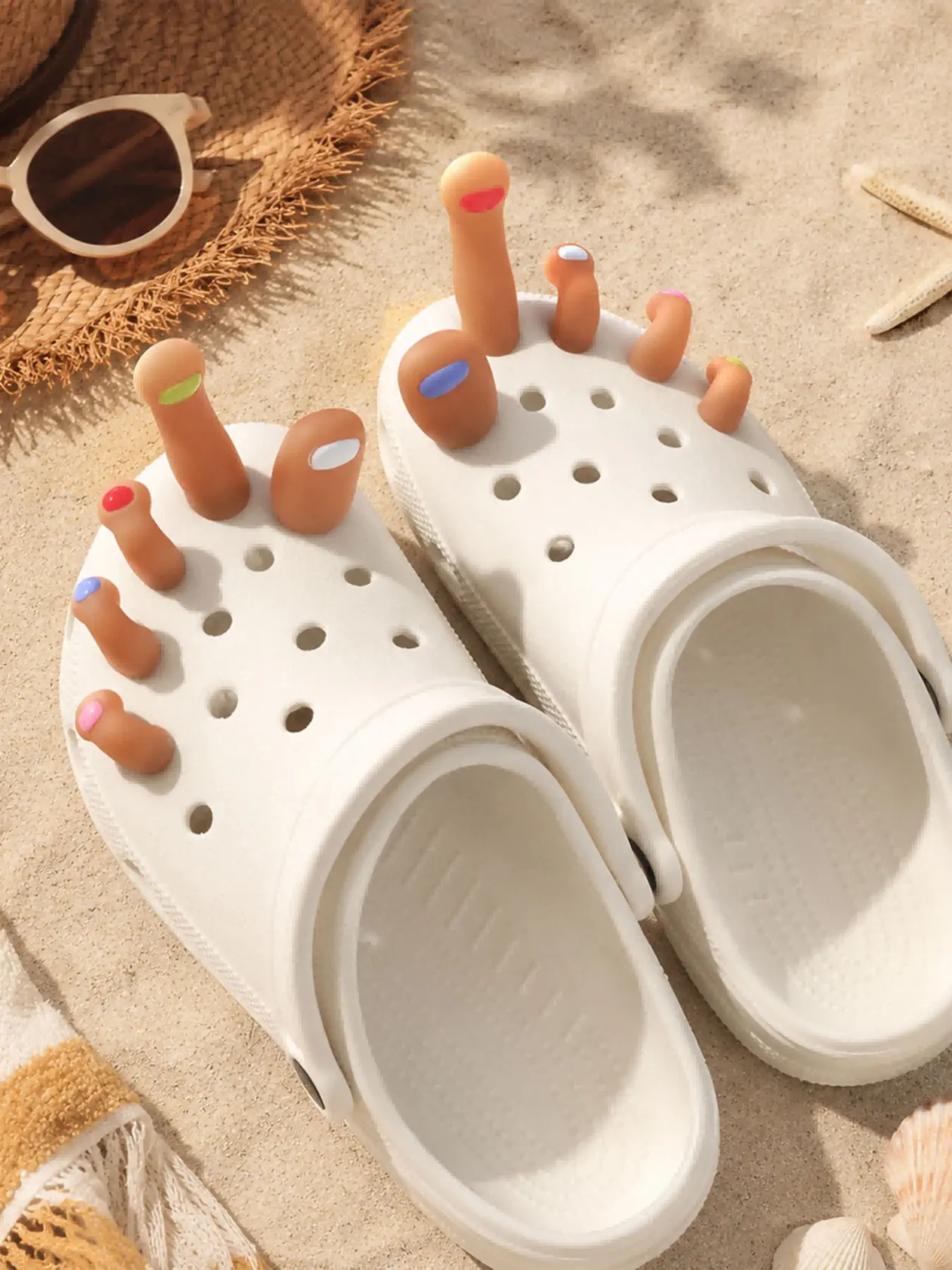 10pcs Simulation Toenail Charms, Cute Shoe Charms, Funny DIY Decorations for Sandals, Slippers, Beach Shoes, Garden Clogs, Creative Decorative Shoe Accessories