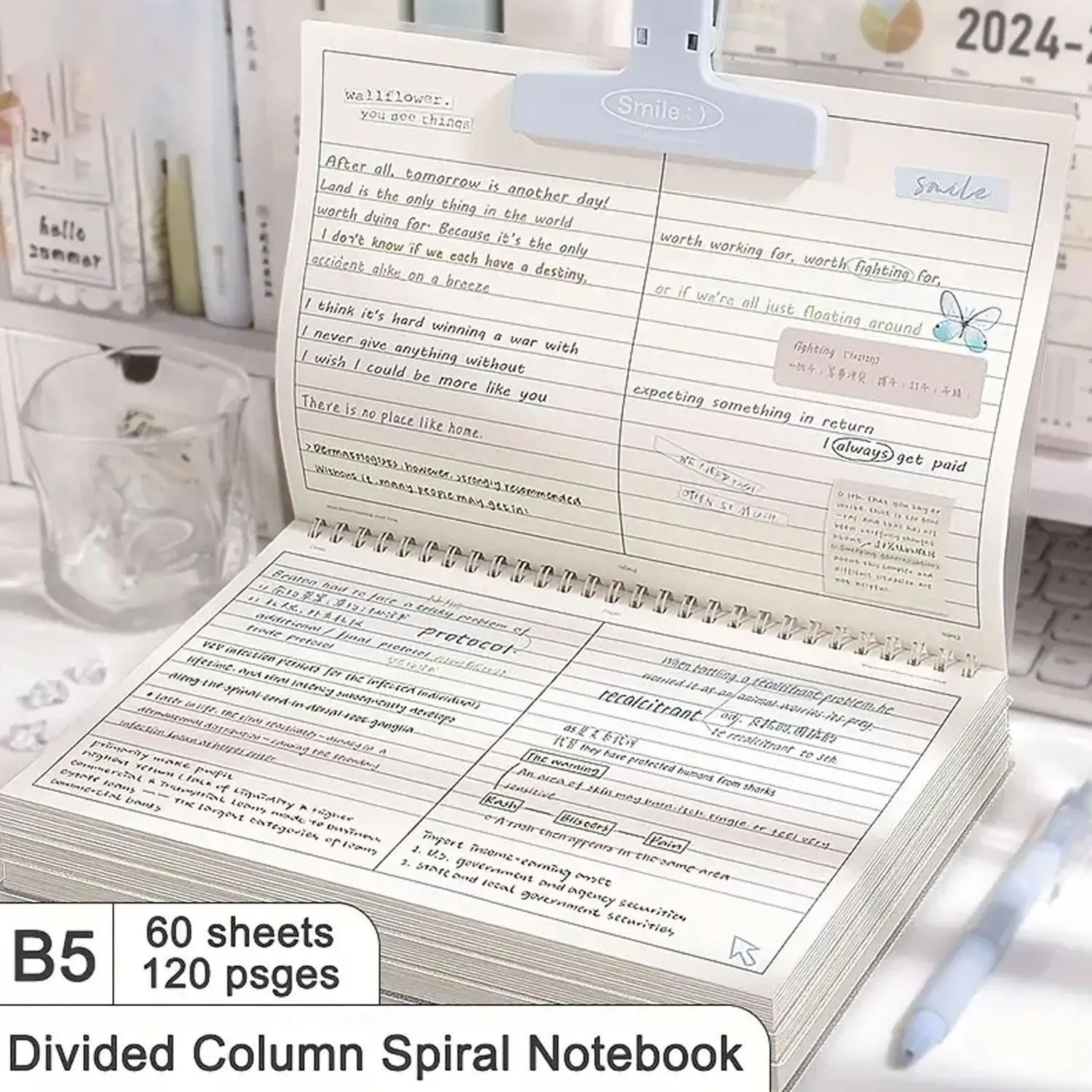 2026 Two-Pack B5 Spiral Notebook, Soft PVC Cover, Horizontal Sectioned Pages, Creative DIY Journal, Notebook for School, Student Notes, Work Planning, College Essentials