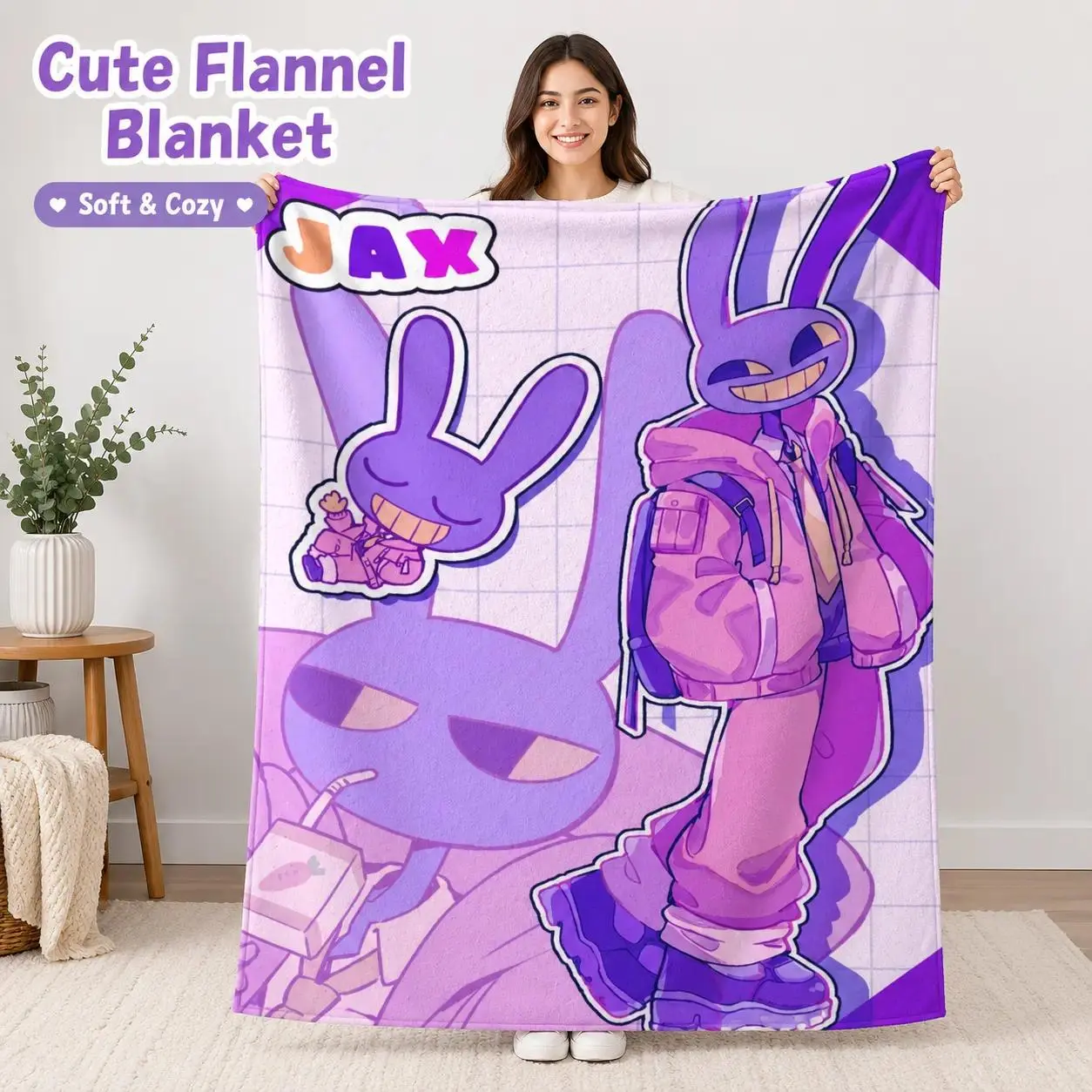 A-Amazing D-Digital Anime Circus Cozy Super Soft Flannel Blanket, Funny Game Theme Warm Throw Blanket for Living Room, Bedroom Sofa Couch Dorm Home Decor, Purple Cartoon Character Blanket Gift Suitable as a gift sizes 60*80,30*40(baby ),40*50(kids),50*60