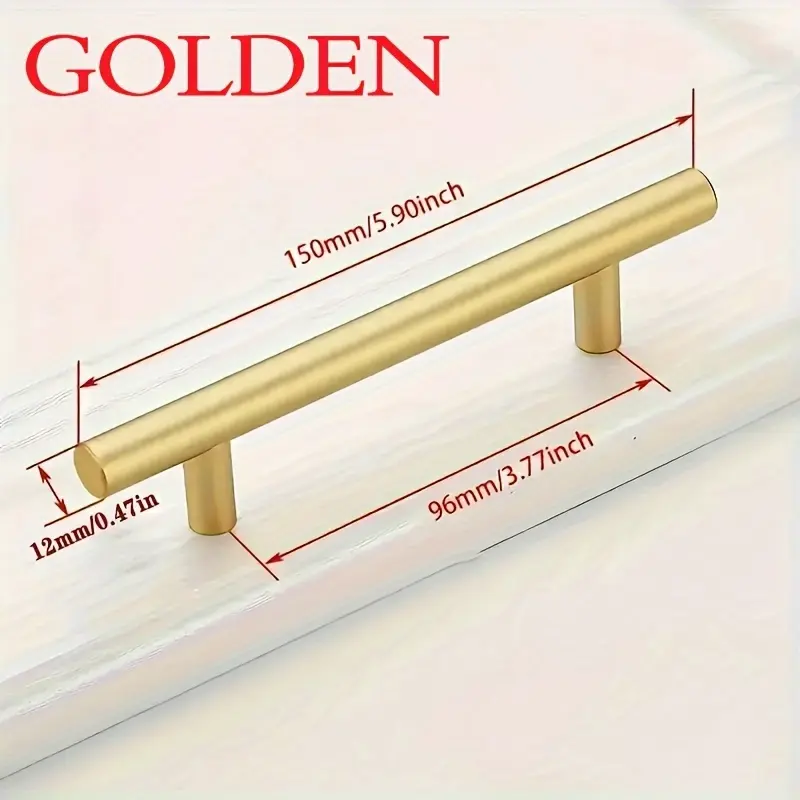 20pcs Gold Brushed Stainless Steel Curved Kitchen Pulls - Modern Cabinet Drawer Handles, 150mm Length, Included Screws, Easy Installation
