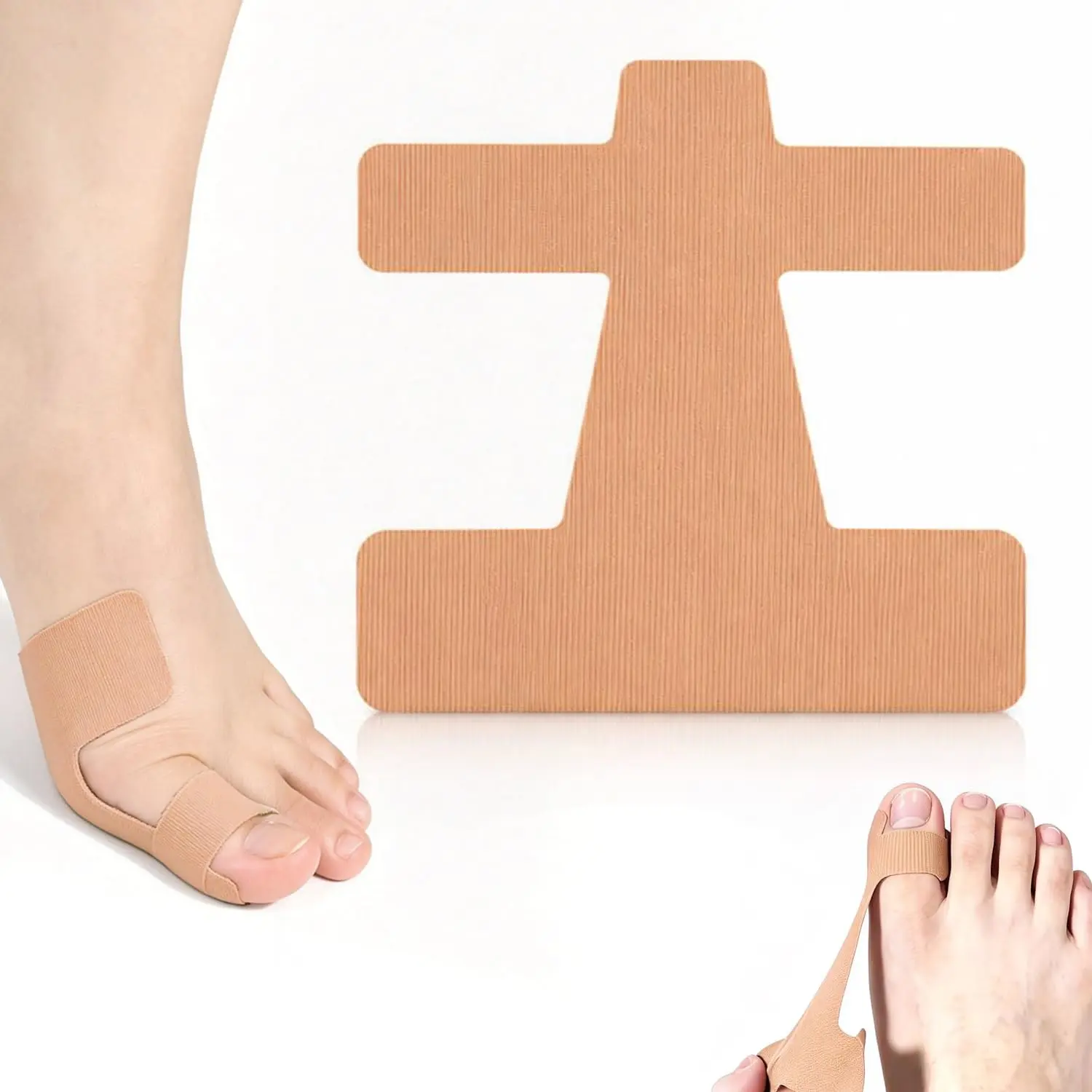 40 Pre-Cut Bunion Corrector Kinesiology Tape for Men & Women - Breathable Skin-Friendly Foot Care, Bunions Relief, Elastic Support Strips, Latex-Free Self-Adhesive Hallux Valgus Toe Strips (Skin Color)