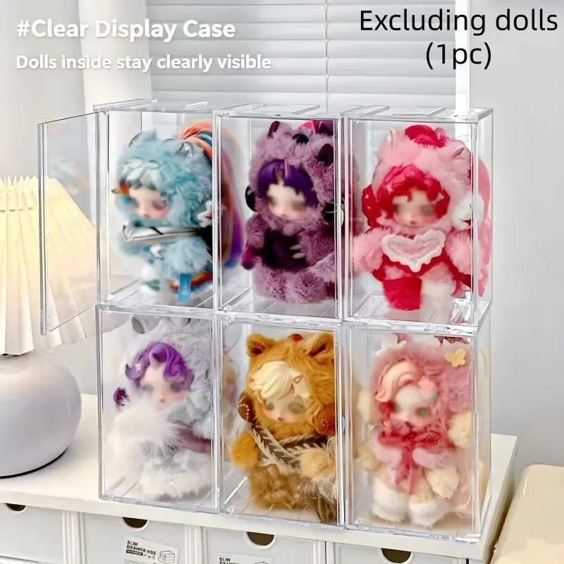 Acrylic Display Box for Labubu Dolls, Transparent Dustproof Scratch-Resistant, Stackable and Connectible, Used for Statues and Collectors, Cute Collectible Figurines, Collectible Figure Decor, Box Figures Box