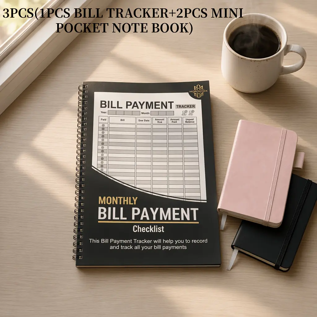 3PCS(1PCS 48 Months Large Monthly Account Payment Tracker + 2 PCS Mini Pocket Expense Journal) Spiral Budget Planner for Personal Family Finance, Income & Expense Record Organizer for Home Small Business