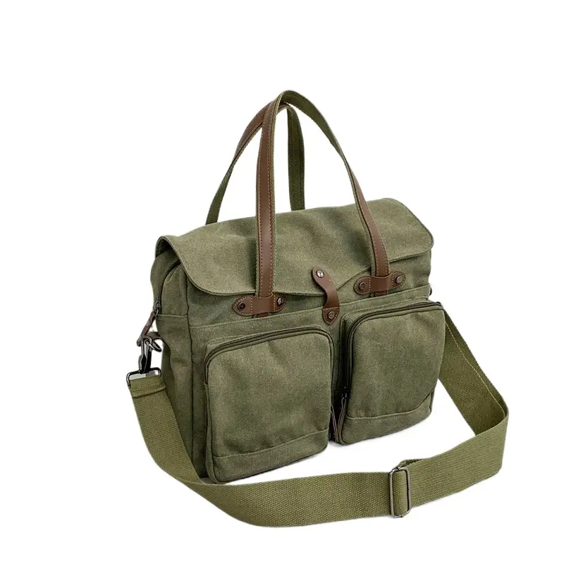 Canvas Men Crossbody Bag For Travel 14 Inch Laptop Multi Compartment Messenger Shoulder Bag Retro Solid Color Breathable Polyester Lining Everyday Essential For Men College Style Fall 2026