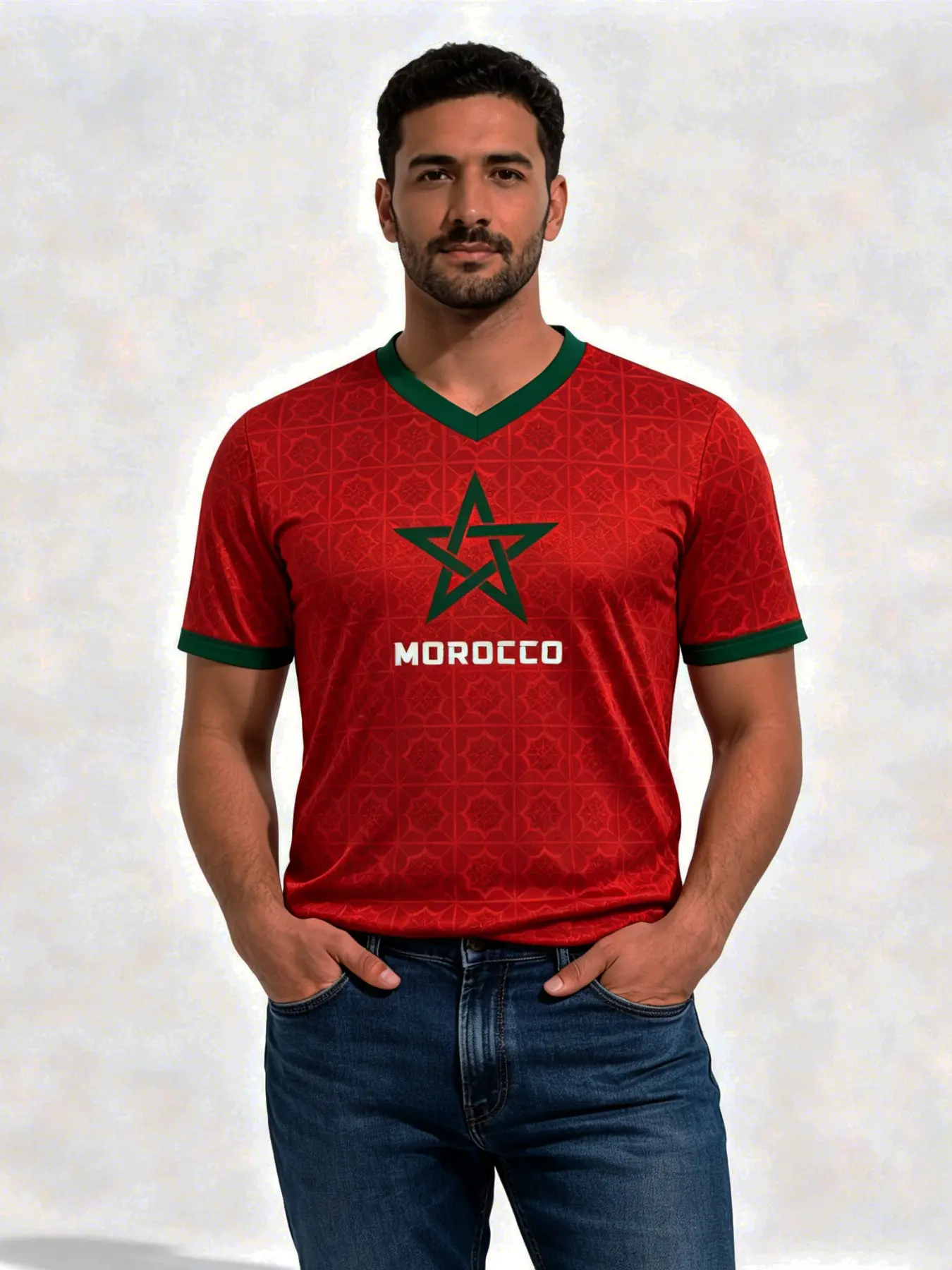 Morocco Football Sports Wear 2026 New Arrival, Quick-Dry Fabric Soccer Jersey, Short Sleeve Training T-Shirt, Casual All-Season Tee, Sports Tees