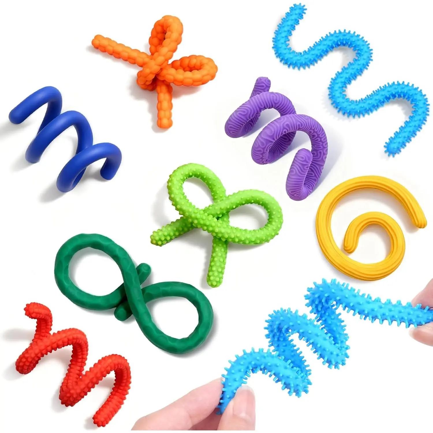 Silicone Sensory Sticks for Kids, Girls, Boys - Fidget Toys for Adults Silent Fidget Classroom Prize Treasure Box Calming Corner ADHD Autism Autistic Airplane Travel Dementia Activities for Seniors