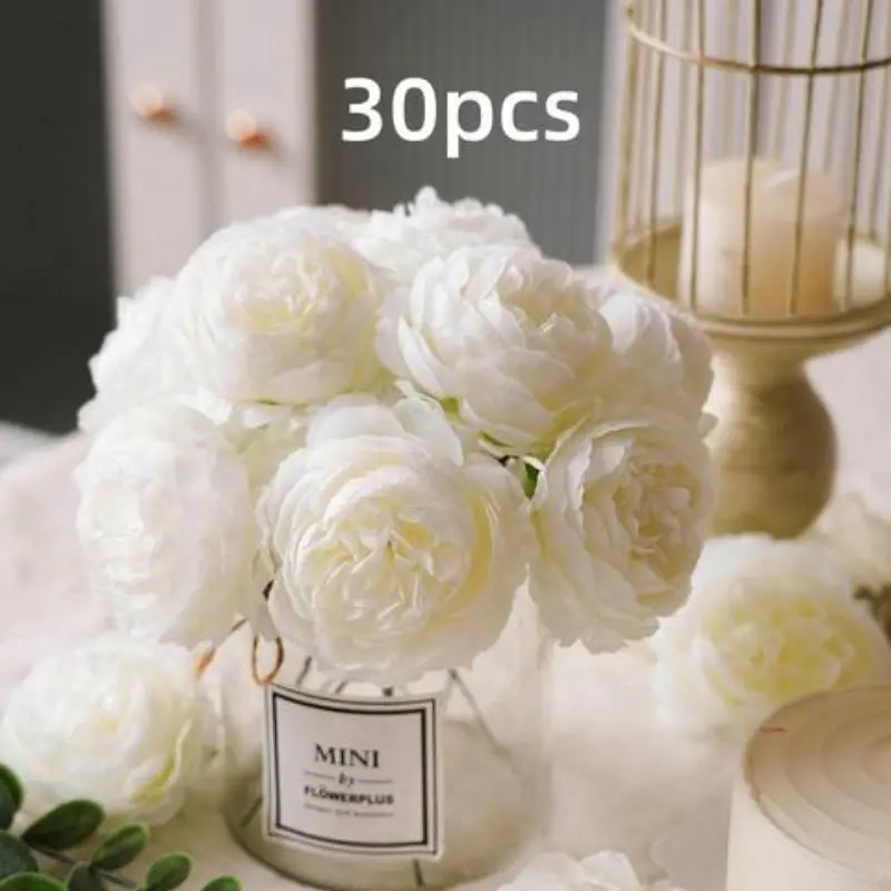 30-Piece Artificial Peony Flower Set, Artificial Flower Arrangements, Decorative Flowers, Floral Decor, Wedding Party Decorations, Cake Topper, Home Living Room Table Centerpiece, Fall Decoration, Artificial Peony Bouquet