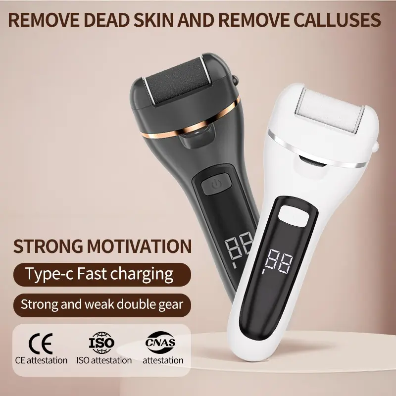 Electric Foot Remover, USB Rechargeable Shaver for Dead Skin, 3 Rollers 2 Speed Foot File for Dry Cracked Heels, Professional Pedicure Tool for Men Women