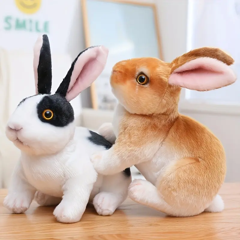 1 piece 16cm/6.29in realistic cute rabbit plush toy, lifelike animal photo prop, rabbit simulation plush toy model, birthday gift, home decoration, plush Easter decoration