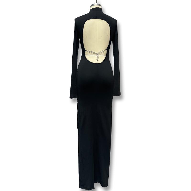 New Style Women's Hot Girl Evening Dress, Sexy Backless Slit Dress