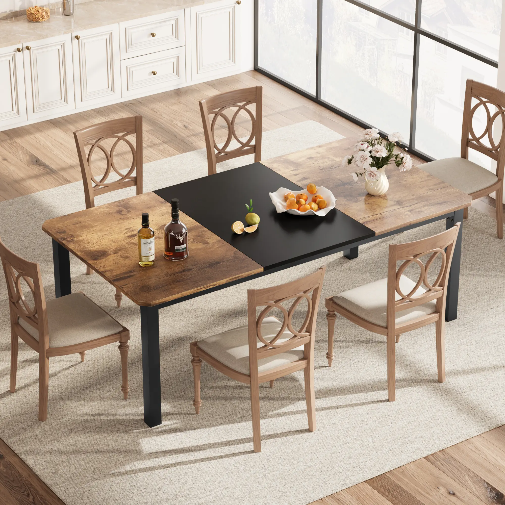 78.7" Dining Table for 8-10 People, Large Grey Kitchen Table with Sturdy Metal Legs, Long Meeting Table for Dining Room & Office, Only Table