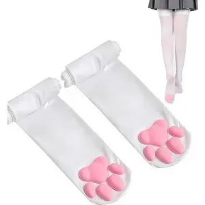 Women's Cute 3D Cat Paw Design Over The Knee Socks, Womenswear Thigh High Cat Paw Socks, Soft 3D Paw Pad and Toe Beans Stocking for Cat Cosplay