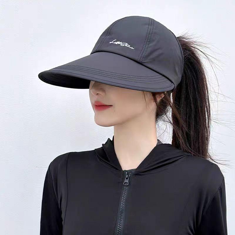 Empty top sunscreen hat outdoor ponytail half-empty top large brim quick-drying duck tongue sun hat embroidery characters