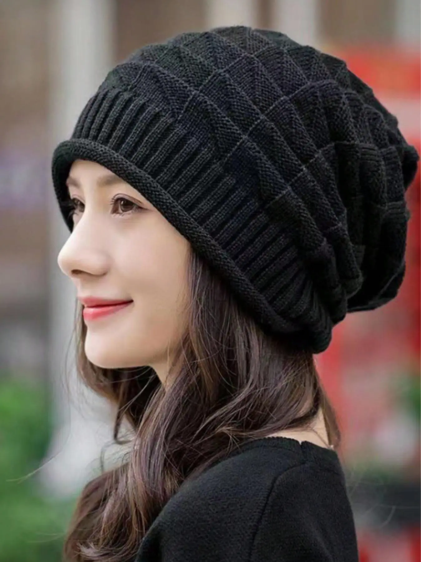 Women's Knit Beanie Hat, Casual Stretchy Beanie, Knit Hats, Fashion Ear Protection Slouchy Cap, Soft and Comfortable, Perfect for Daily Wear, Fall and Winter Use