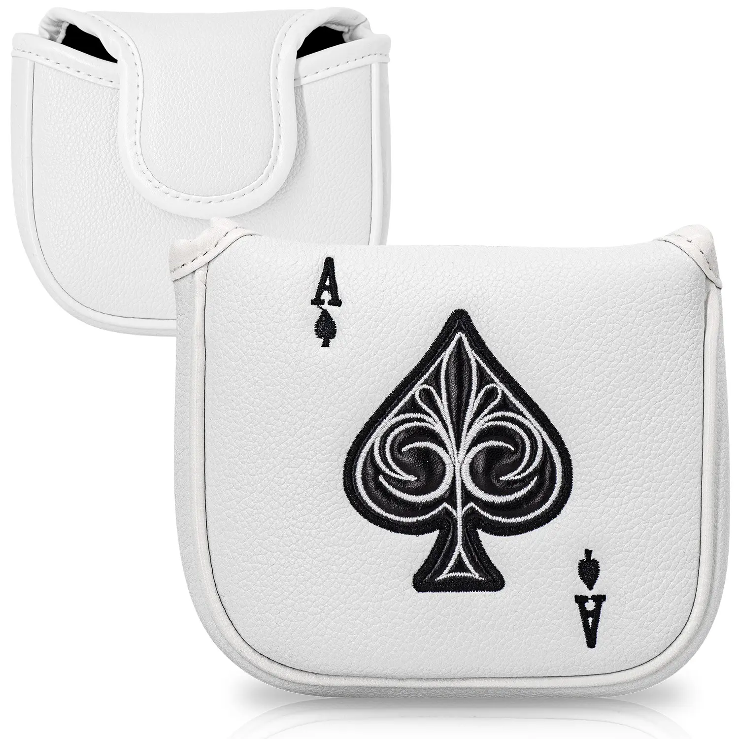 Spade Style Club Head Cover, Golf Putter Club Cover, Golf Mallet Putter Cover, PU Material, Advanced Embroidery, Fits Most Brands, Golf Accessory