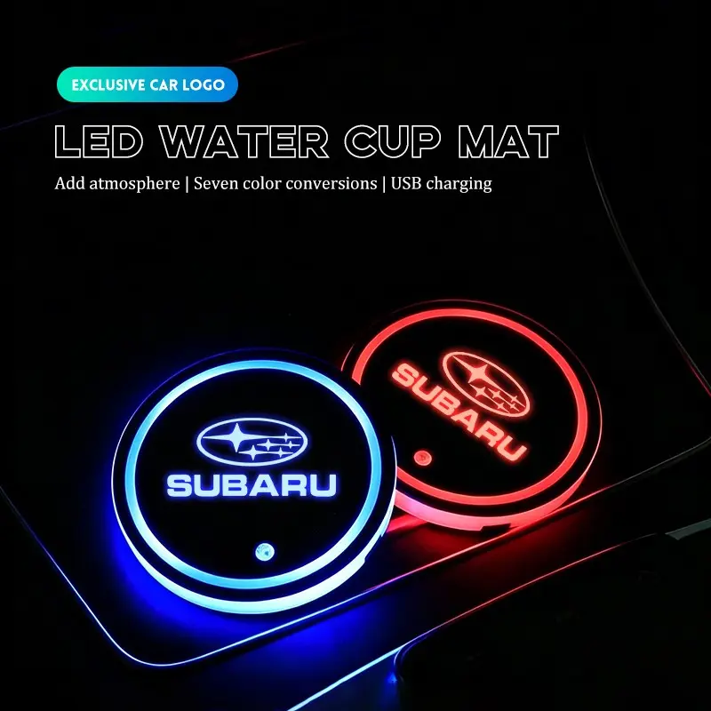 7 Color LED Car Cup Holder Light Luminous Coaster Water Cup Pad For Subaru Crosstrek Forester Outback Impreza BRZ WRX Ascent REX Solterra Levorg XV Legacy Exiga Tribeca