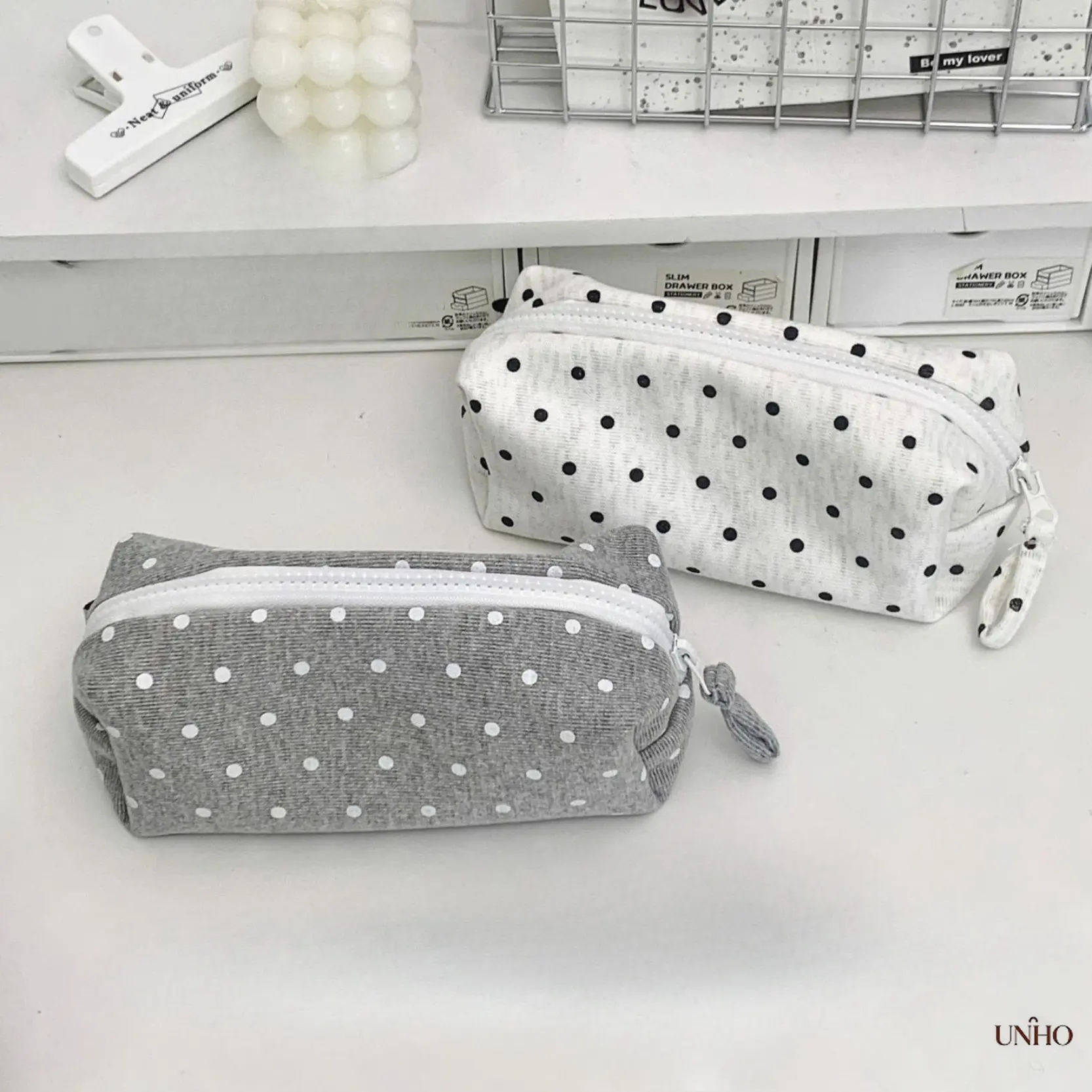 High Aesthetic Polka Dot Pencil Case, Korean Ins Style Desktop Stationery Storage Bag, Cute Organizer Pouch For School Supplies, Suitable For Student Daily Use And Desk Arrangement