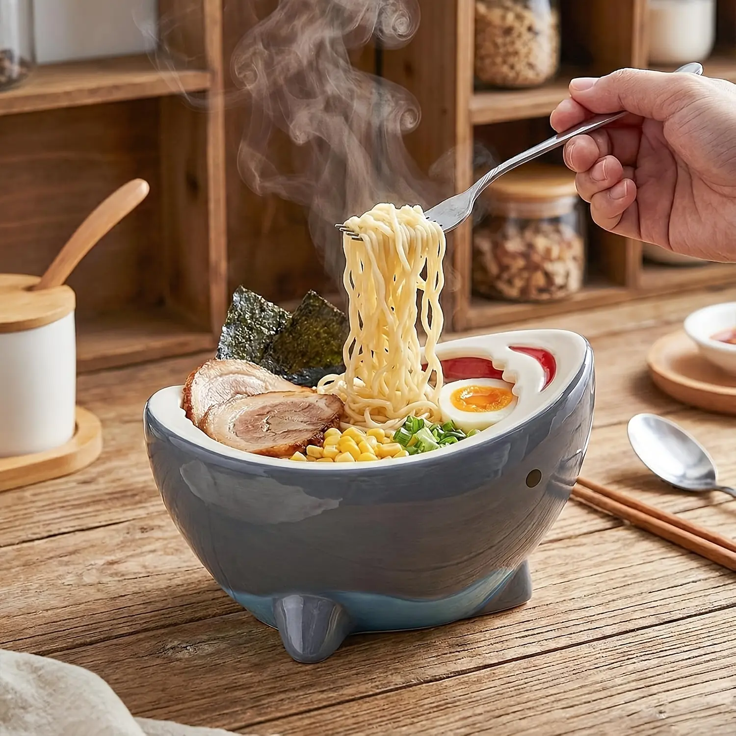40oz Large Shark Ramen Bowl – Home Decor, Decorative Soup Bowl, Entryway Key Bowl, Cute Ceramic Bowl for Snacks/Soup/Candy, Soup Bowls, Handmade Fruit Bowl for Kitchen Counter, Unique and Fun Shark-Themed Gift