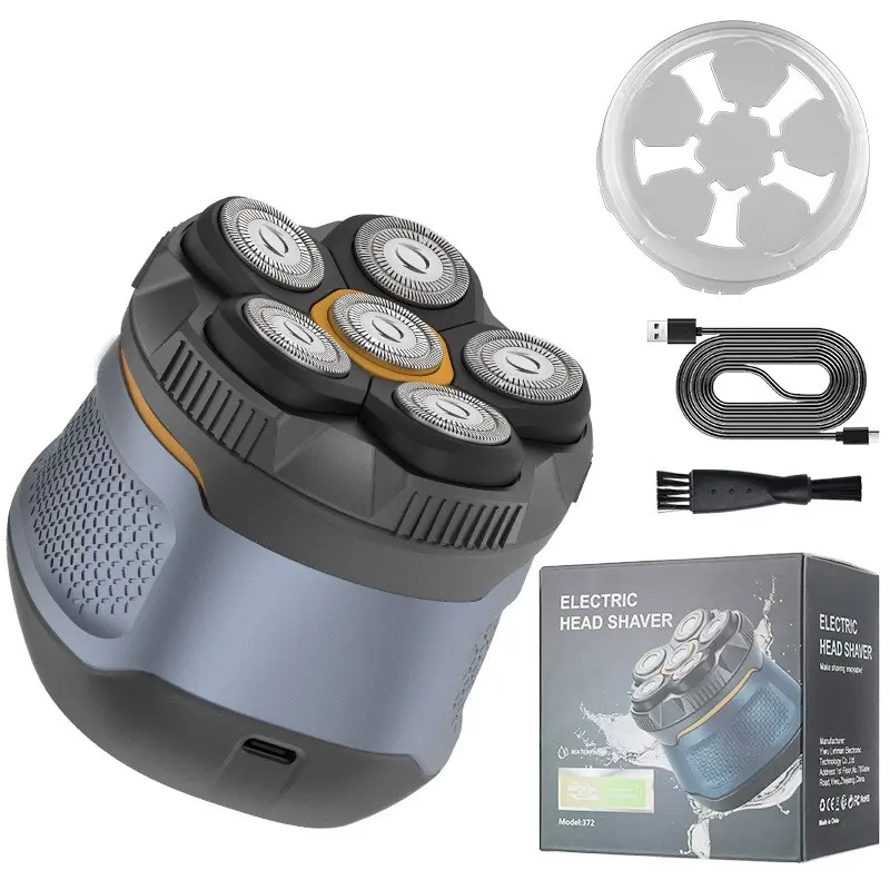 Fully washable men's cordless shaver with multifunctional shaving head and head groomer with LED display, compact for travel — the all-in-one face-shaver and grooming kit you can count on.
