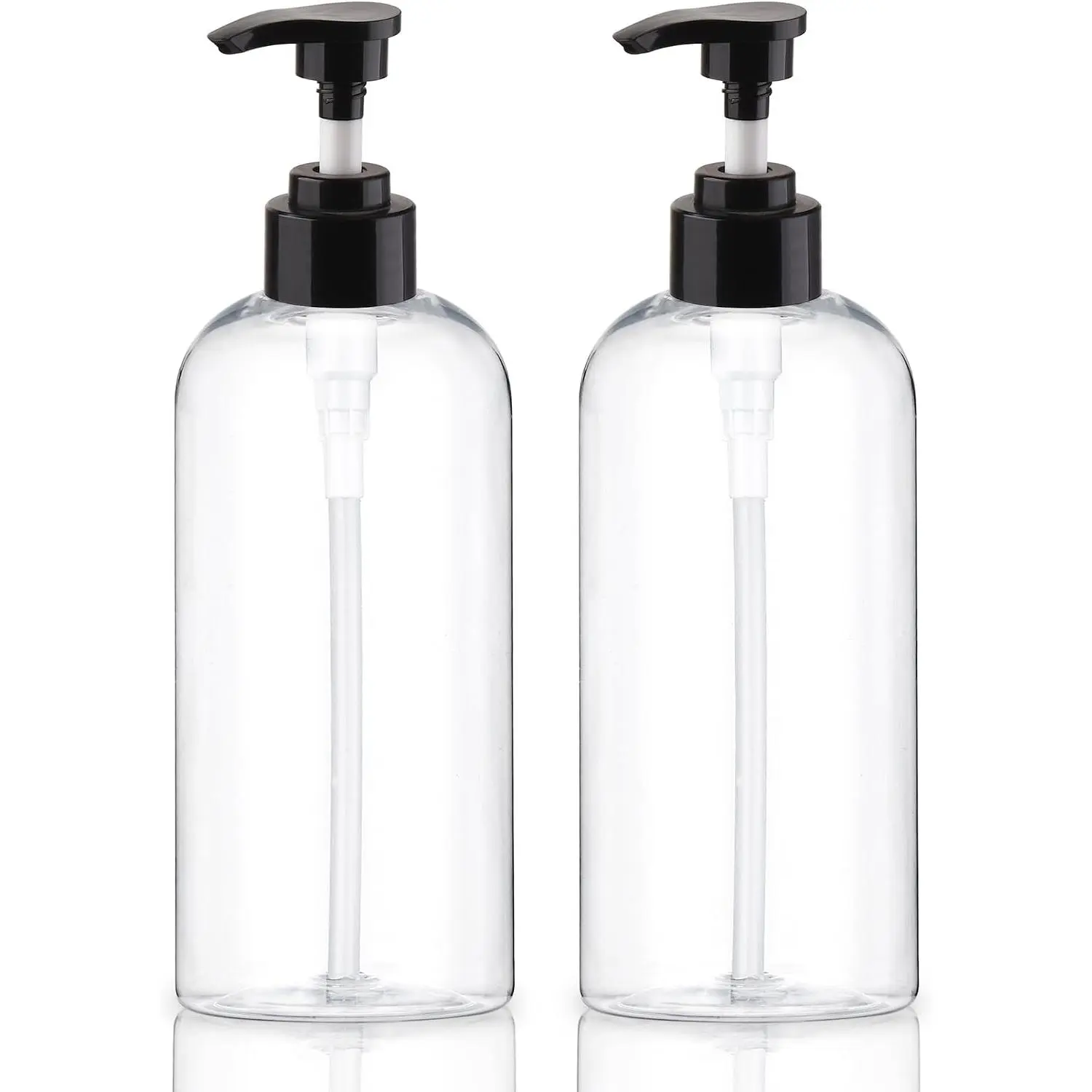 Plastic Pump Bottles Dispenser 2Pack 16.9oz Shampoo Bottle  | Empty Pump Bottle Refillable Clear Shampoo Conditioner for Lotion, Liquid Soap, Massage Oil