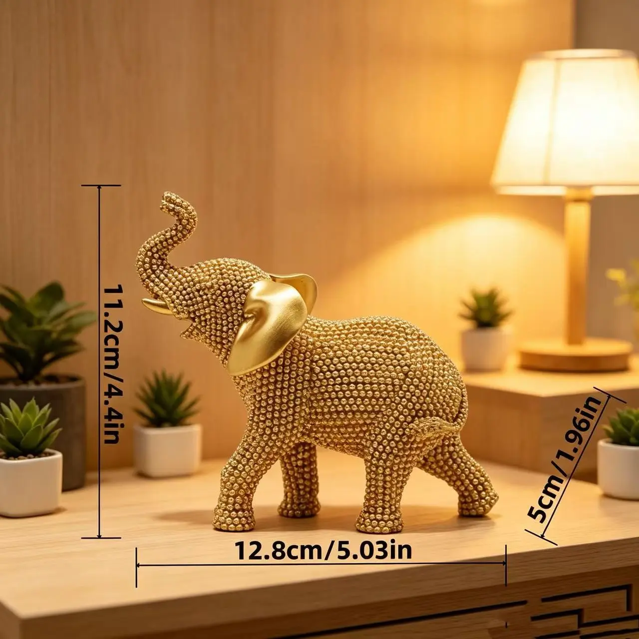 Modern Minimalist Elegant Elephant Statue Ornament, Resin Craft Sculpture Desk Decor with Sparkling Beads, Home Office Decor, Perfect Gift